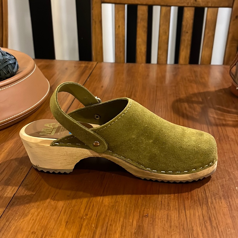 Mia Alma Lug suede Swedish Anatomisk Clogs shoes new women’s size 6 olive - Picture 5 of 15